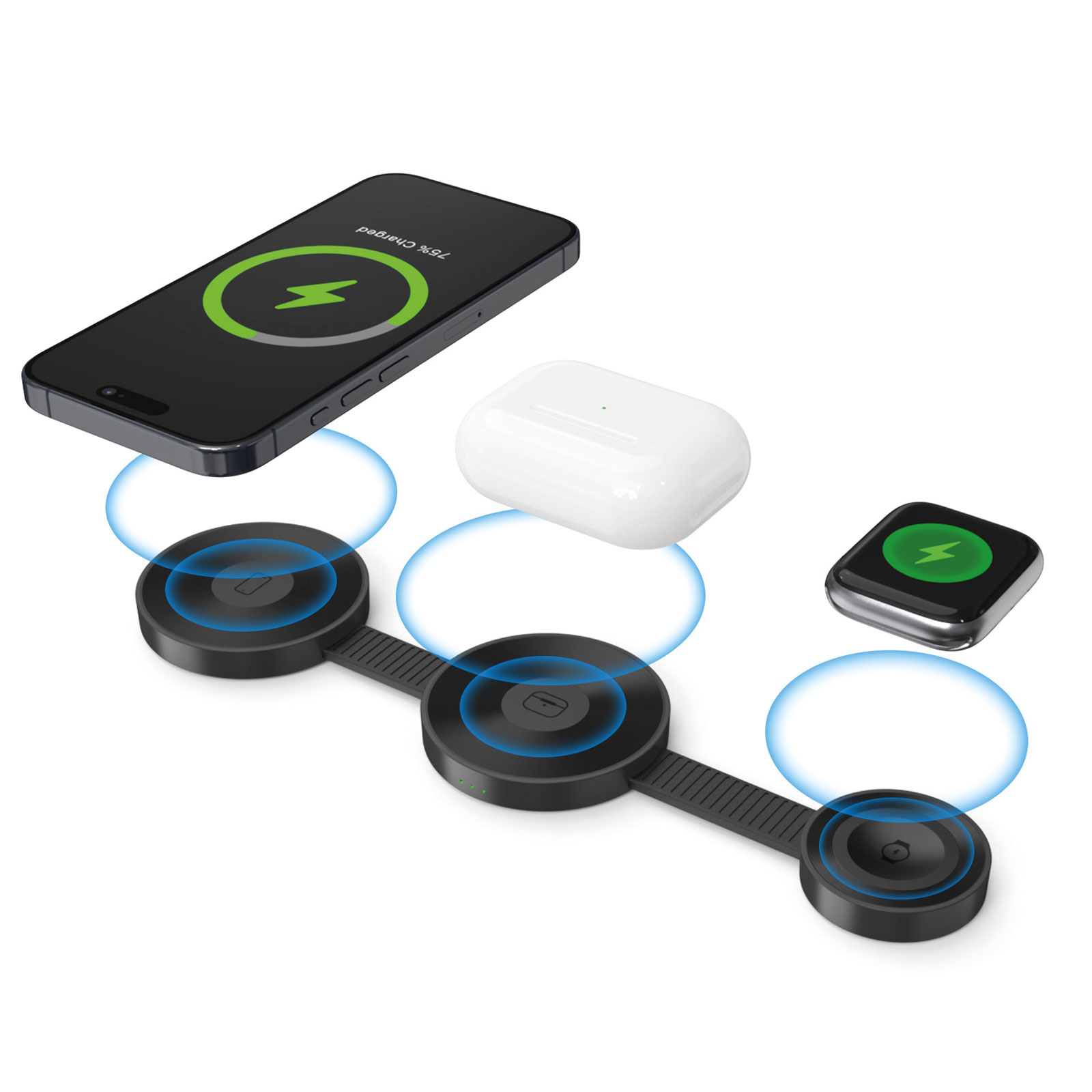 KERVAN SİYAH 3 LÜ WIRELESS ŞARJ STANDI