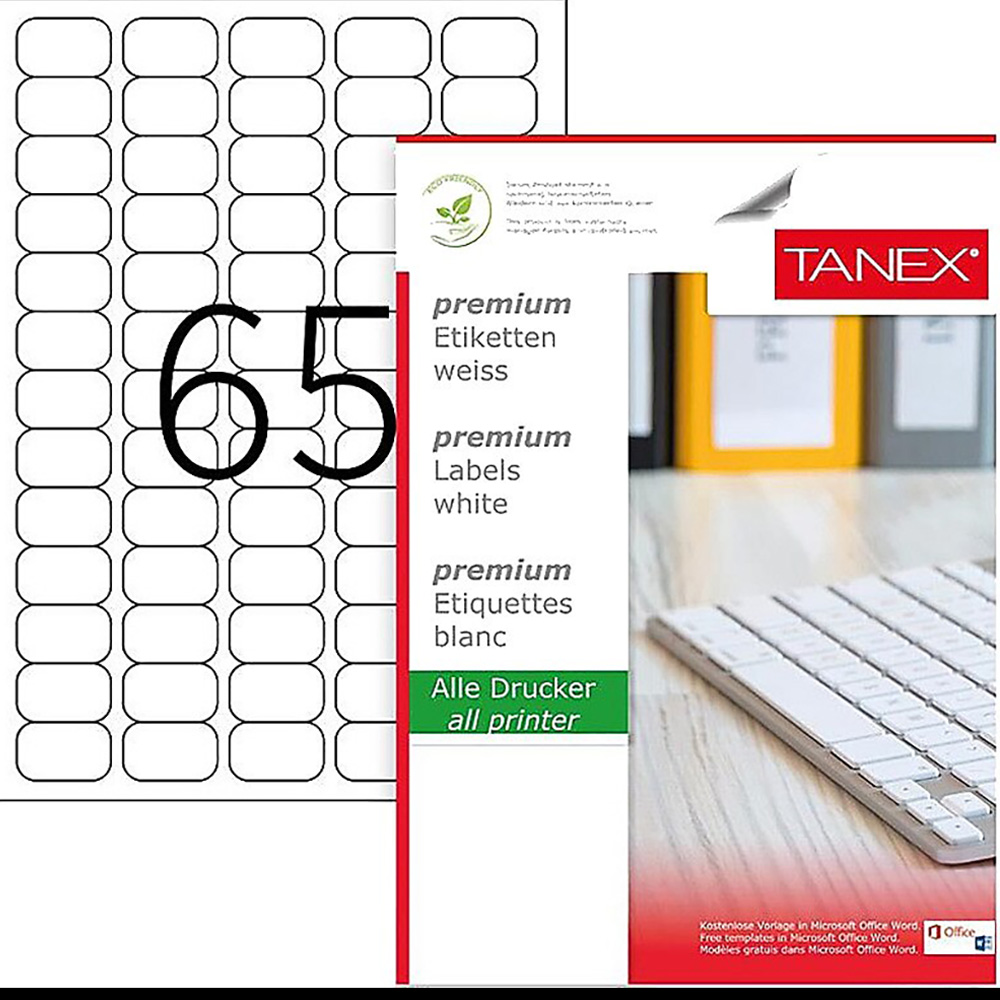 Tanex TW-2065 38.1x21.2 mm A4 Lazer Etiket