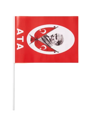 Sopalı Atatürk El Bayrağı - ATA Baskılı Sallama Bayrak